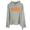 YIPPIE HIPPIE Damen Hoodie S52‑521 – Gestreifter Frottee‑Hoodie mit „CIAO“ Chenille‑Patch L