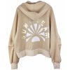 YIPPIE HIPPIE Damen Sweat‑Jacke S52‑810 – Kapuzen‑Jacke in Beigegoldenem Lurexfaden und „SUN BEAM“ Rückenprint