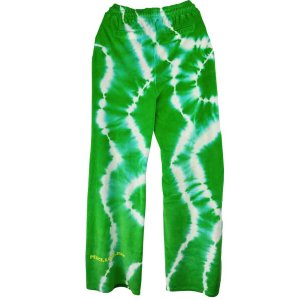 YIPPIE HIPPIE Damen Nicki‑Hose S52‑621 – Tie‑Dye Loungepants in Grün mit YH‑Detail L