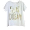 YIPPIE HIPPIE Damen T‑Shirt S52‑543 – Weißes Shirt mit goldenem „SUN DREAM“ Frontprint