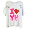 YIPPIE HIPPIE Damen T‑Shirt S52‑554 – Weißes Statement‑Shirt „I ❤️ YH“ mit liebevollen Scribble‑Details S
