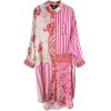 YIPPIE HIPPIE Damen Kleid S52‑306 – Oversize Hemdblusenkleid im Patch‑Print in Pink/Rot S