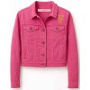 FRIEDA & FREDDIES Damen Jeansjacke „F“ 261720‑295 – Kurzjacke in Pink mit Fransen S
