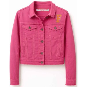 FRIEDA & FREDDIES Damen Jeansjacke „F“ 261720‑295 – Kurzjacke in Pink mit Fransen XL