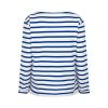 RED BUTTON Damen Longsleeve SRB4753 – Terry Stripe Long Sleeve in Weiß/Cobalt mit Logo‑Stickerei
