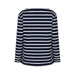RED BUTTON Damen Longsleeve SRB4755 – Terry Stripe Long Sleeve in Indigo/Weiß