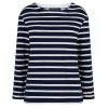 RED BUTTON Damen Longsleeve SRB4755 – Terry Stripe Long Sleeve in Indigo/Weiß