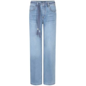 RED BUTTON Damen Jeans SRB4766 – Colette & Belt Light Blue, High Rise, Straight Leg 34