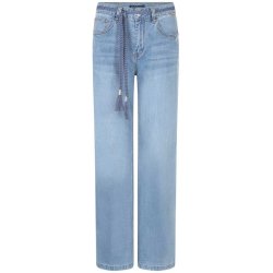 RED BUTTON Damen Jeans SRB4766 – Colette & Belt Light Blue, High Rise, Straight Leg 34
