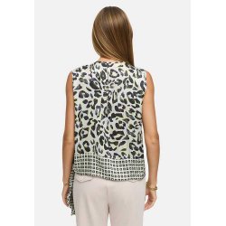 CATNOIR Damen Top 262‑2925‑2 – Ärmelloses Viskose‑Top mit Leo‑Print & geknotetem Saumdetail 42