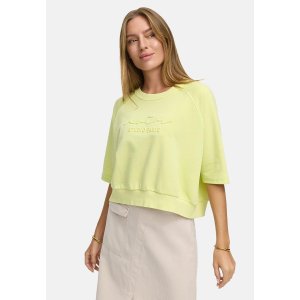 CATNOIR Damen Sweatshirt 262‑6745‑1 – Cropped Summer‑Sweat in Lime mit 3D‑„STUDIO PARIS“ Stick