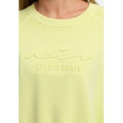 CATNOIR Damen Sweatshirt 262‑6745‑1 – Cropped Summer‑Sweat in Lime mit 3D‑„STUDIO PARIS“ Stick