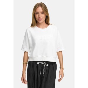 CATNOIR Damen Sweatshirt 262‑6745‑1 – Cropped Summer‑Sweat in Weiß mit 3D‑„STUDIO PARIS“ Stick