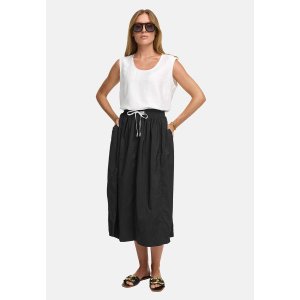 CATNOIR Damen Midirock 262‑5510‑1 – Sportlicher Nylon‑Midirock mit NOIR‑Tunnelzug & Seitenstreifen 36