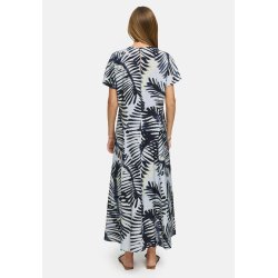 CATNOIR Damen Maxikleid 262‑3171‑2 – Fließendes Sommerkleid mit Palm‑Print & Kurzarm 36