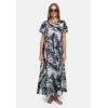 CATNOIR Damen Maxikleid 262‑3171‑2 – Fließendes Sommerkleid mit Palm‑Print & Kurzarm 36