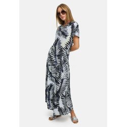 CATNOIR Damen Maxikleid 262‑3171‑2 – Fließendes Sommerkleid mit Palm‑Print & Kurzarm 38