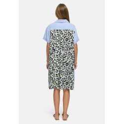 CATNOIR Damen Kleid 262‑3183‑3 – Lyocell Hemdblusenkleid in Hellblau mit Leo‑Rückenprint