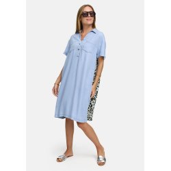 CATNOIR Damen Kleid 262‑3183‑3 – Lyocell Hemdblusenkleid in Hellblau mit Leo‑Rückenprint