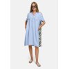 CATNOIR Damen Kleid 262‑3183‑3 – Lyocell Hemdblusenkleid in Hellblau mit Leo‑Rückenprint