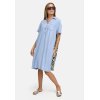 CATNOIR Damen Kleid 262‑3183‑3 – Lyocell Hemdblusenkleid in Hellblau mit Leo‑Rückenprint