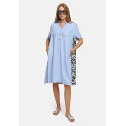 CATNOIR Damen Kleid 262‑3183‑3 – Lyocell Hemdblusenkleid in Hellblau mit Leo‑Rückenprint 42