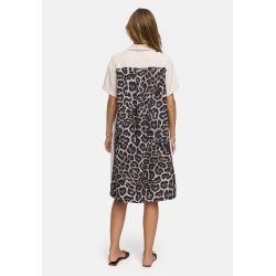 CATNOIR Damen Kleid 262‑3183‑2 – Hemdblusenkleid in Offwhite mit kontrastierendem Leo‑Rückenpanel