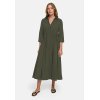 CATNOIR Damen Kleid 262‑3563‑1 – Cotton‑Stretch Hemdblusenkleid in Khaki mit Taillenzug 40