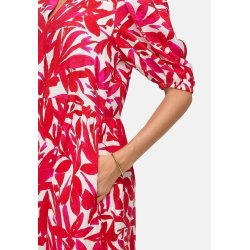 CATNOIR Damen Kleid 262‑3191‑2 – Sommerkleid aus Viskose‑Mix mit pink‑rotem Print & V‑Ausschnitt 40