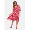 CATNOIR Damen Kleid 262‑3191‑2 – Sommerkleid aus Viskose‑Mix mit pink‑rotem Print & V‑Ausschnitt 42