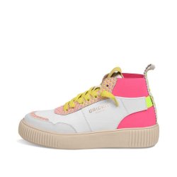 CRICKIT Damen Sneaker REBEKA – High‑Top Sneaker in Weiß/Pink mit Neon‑Details 38