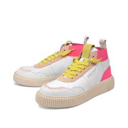 CRICKIT Damen Sneaker REBEKA – High‑Top Sneaker in Weiß/Pink mit Neon‑Details 41