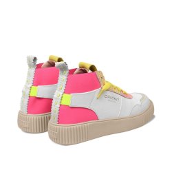 CRICKIT Damen Sneaker REBEKA – High‑Top Sneaker in Weiß/Pink mit Neon‑Details 41