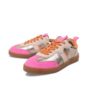 CRICKIT Damen Sneaker RONJA – Leder‑Sneaker in Silber/Pink mit Orange‑Details 38