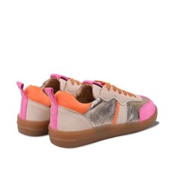 CRICKIT Damen Sneaker RONJA – Leder‑Sneaker in Silber/Pink mit Orange‑Details 38