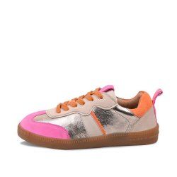 CRICKIT Damen Sneaker RONJA – Leder‑Sneaker in Silber/Pink mit Orange‑Details 39