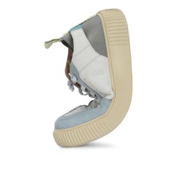 CRICKIT Damen Sneaker OAKLI – Leder‑Sneaker in Weiß/Hellblau mit grauen Kontrasten