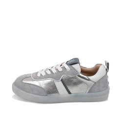 CRICKIT Damen Sneaker RONJA – Metallic Leder‑Sneaker in Silber/Grau 37