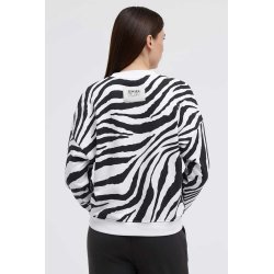 SENSES The Label Damen Sweatshirt SE2602‑3520‑11 – Zebra‑Print Sweatshirt „Love over everything“ in Weiß/Schwarz S