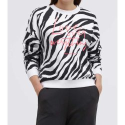 SENSES The Label Damen Sweatshirt SE2602‑3520‑11 – Zebra‑Print Sweatshirt „Love over everything“ in Weiß/Schwarz S