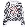 SENSES The Label Damen Sweatshirt SE2602‑3520‑11 – Zebra‑Print Sweatshirt „Love over everything“ in Weiß/Schwarz XXL