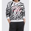 SENSES The Label Damen Sweatshirt SE2602‑3520‑11 – Zebra‑Print Sweatshirt „Love over everything“ in Weiß/Schwarz XXL