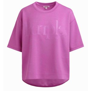 SENSES The Label Damen Kurzarm‑Sweatshirt SE2602‑3465‑24 – SAM:EDI Shirt mit Rubber‑Artwork in Purple