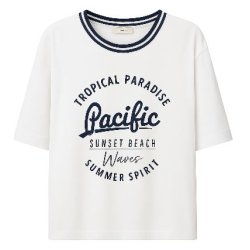 SANI BLU Damen T-Shirt 9045 – Weiß mit blauer...