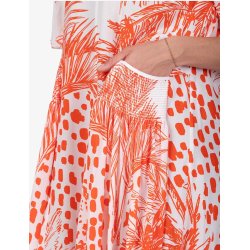 SPORTALM Damen Kleid 550313 – Midi-Kleid mit Palmen-Print in Orange & Weiß