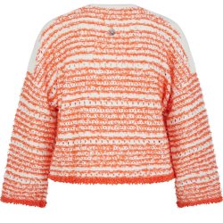 SPORTALM Damen Jacke 450271 – Strickjacke in Orange‑Weiß mit Strukturmuster