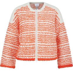 SPORTALM Damen Jacke 450271 – Strickjacke in Orange‑Weiß mit Strukturmuster 40
