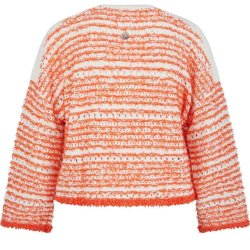 SPORTALM Damen Jacke 450271 – Strickjacke in Orange‑Weiß mit Strukturmuster 42