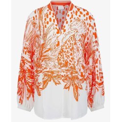 SPORTALM Damen Bluse 500312 – Leichte Bluse mit Palmen-Print in Orange-Weiß 36