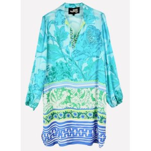 YIPPIE HIPPIE Damen Tunika S52‑304 – Luftige Baumwoll‑Tunika im türkis‑blauen Tropical‑Print M